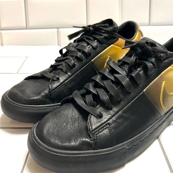 Nike Blazer Low x Pedro Lourenco Black and Gold Low Top Sneakers Leather Size 8 - Picture 2 of 15